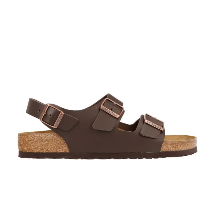 Sandales*Birkenstock Milano Natural Leather Dark Brown