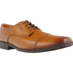 Classique*Clarks Tilden Cap Dark Tan Leather Marron