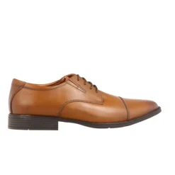 Classique*Clarks Tilden Cap Dark Tan Leather Marron